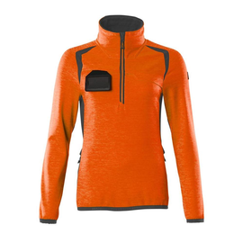 Fleecepullover mit kurzem Zipper, Damen  Microfleecejacke / Gr. 4XL, Hi-vis  Orange/Dunkelanthrazit Produktbild