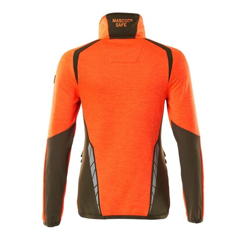 Fleecepullover mit kurzem Zipper, Damen  Microfleecejacke / Gr. 4XL, Hi-vis  Orange/Moosgrün Produktbild Additional View 1 L