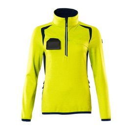 Fleecepullover mit kurzem Zipper, Damen  Microfleecejacke / Gr. 4XL, Hi-vis  Gelb/Schwarzblau Produktbild