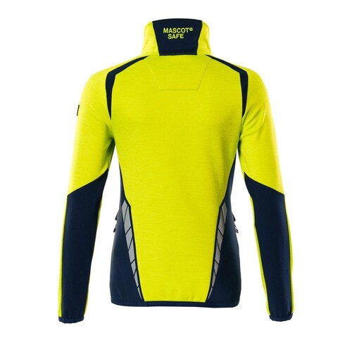 Fleecepullover mit kurzem Zipper, Damen  Microfleecejacke / Gr. XL, Hi-vis  Gelb/Schwarzblau Produktbild Additional View 1 L