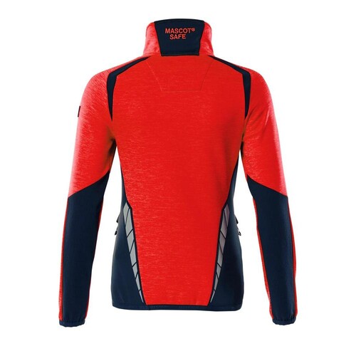 Fleecepullover mit kurzem Zipper, Damen  Microfleecejacke / Gr. M, Hi-vis  Rot/Schwarzblau Produktbild Additional View 1 L