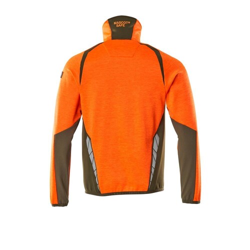 Fleecepullover mit Reißverschluss  Microfleecejacke / Gr. L, Hi-vis  Orange/Moosgrün Produktbild Additional View 1 L