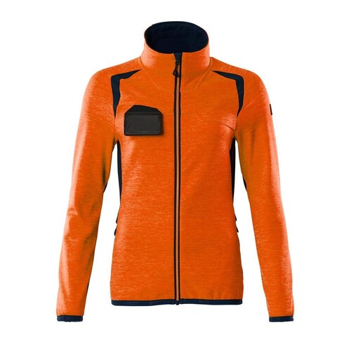 Fleecepullover mit Reißverschluss,  Damen Microfleecejacke / Gr. XS, Hi-vis  Orange/Schwarzblau Produktbild