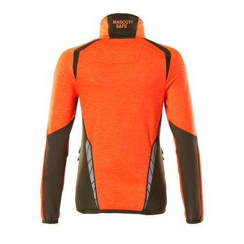 Fleecepullover mit Reißverschluss,  Damen Microfleecejacke / Gr. M, Hi-vis  Orange/Moosgrün Produktbild Additional View 1 L