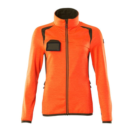 Fleecepullover mit Reißverschluss,  Damen Microfleecejacke / Gr. XL, Hi-vis  Orange/Moosgrün Produktbild