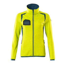 Fleecepullover mit Reißverschluss,  Damen Microfleecejacke / Gr. XL, Hi-vis  Gelb/Dunkelpetroleum Produktbild