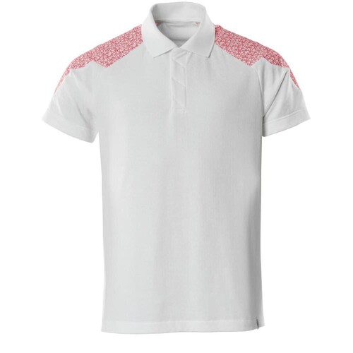 Polo-Shirt, Kurzarm / Gr. S,  Weiß/Verkehrsrot Produktbild Front View L