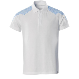 Polo-Shirt, Kurzarm / Gr. S,  Weiß/Azurblau Produktbild