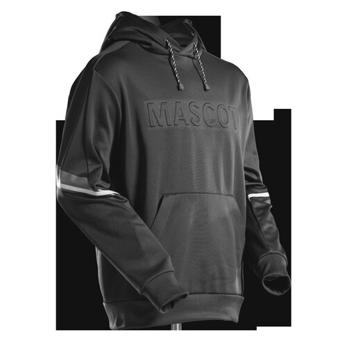 Fleece Kapuzensweatshirt mit  MASCOT-Logo / Gr. L, Schwarz Produktbild Front View L