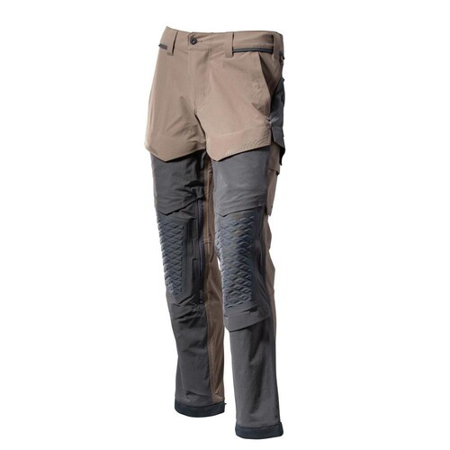 Hose, Knietaschen, Stretch, leicht /  Gr. 82C56, Dunkel  Sandbeige/Anthrazitgrau Produktbild Front View L