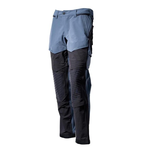 Hose, Knietaschen, Stretch, leicht /  Gr. 90C58, Steinblau/Schwarzblau Produktbild Front View L