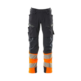 Hose mt Knietaschen, ULTIMATE STRETCH /  Gr. 82C52, Schwarzblau/Hi-vis Orange Produktbild
