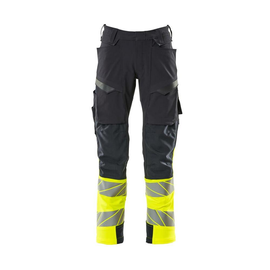 Hose mt Knietaschen, ULTIMATE STRETCH /  Gr. 82C52, Schwarzblau/Hi-vis Gelb Produktbild