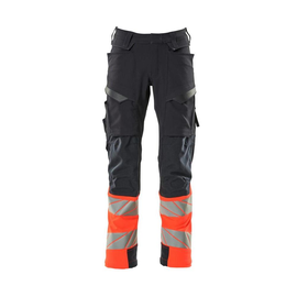 Hose mt Knietaschen, ULTIMATE STRETCH /  Gr. 82C52, Schwarzblau/Hi-vis Rot Produktbild