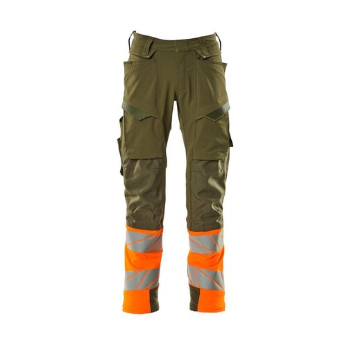 Hose mt Knietaschen, ULTIMATE STRETCH /  Gr. 82C46, Moosgrün/Hi-vis Orange Produktbild