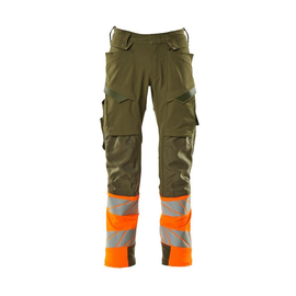 Hose mt Knietaschen, ULTIMATE STRETCH /  Gr. 82C52, Moosgrün/Hi-vis Orange Produktbild