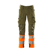 Hose mt Knietaschen, ULTIMATE STRETCH /  Gr. 90C60, Moosgrün/Hi-vis Orange Produktbild