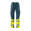 Hose mt Knietaschen, ULTIMATE STRETCH /  Gr. 90C60, Dunkelpetroleum/Hi-vis Gelb Produktbild Additional View 2 S