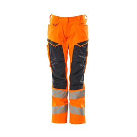Hose, Damen,DIAMOND,  Knietaschen,Stretch / Gr. 82C40, Hi-vis  Orange/Schwarzblau Produktbild