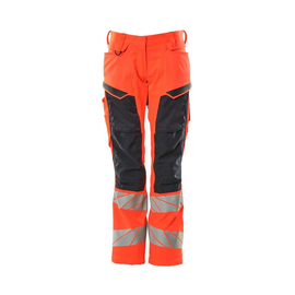 Hose, Damen,DIAMOND,  Knietaschen,Stretch / Gr. 82C54, Hi-vis  Rot/Schwarzblau Produktbild