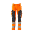 Hose mit Knietaschen, Stretch-Einsätze  / Gr. 90C60, Hi-vis Orange/Schwarzblau Produktbild