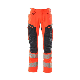 Hose mit Knietaschen, Stretch-Einsätze  / Gr. 82C52, Hi-vis Rot/Schwarzblau Produktbild