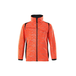 Soft Shell Jacke, Kinder, Reflexeffekte  Soft Shell Jacke für Kinder / Gr. 140,  Hi-vis Rot/Schwarzblau Produktbild