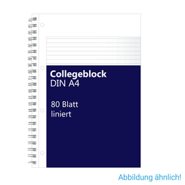 Collegeblock A4 liniert 4-fach Lochung Rand links 80Blatt 70g holzfrei weiß BestStandard Produktbild