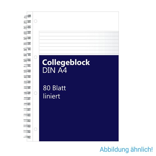 Collegeblock A4 liniert 4-fach Lochung Rand links 80Blatt 70g holzfrei weiß BestStandard Produktbild Front View L