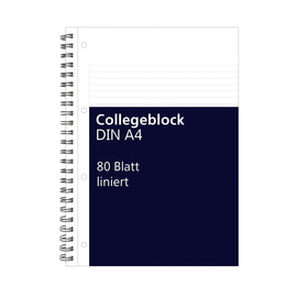 Collegeblock A4 liniert 4-fach Lochung 80Blatt 70g holzfrei weiß BestStandard Produktbild