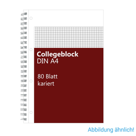 Collegeblock A4 kariert 4-fach Lochung Rand links 80Blatt 70g holzfrei weiß BestStandard Produktbild