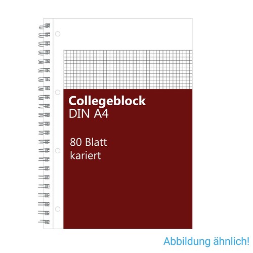 Collegeblock A4 kariert 4-fach Lochung Rand links 80Blatt 70g holzfrei weiß BestStandard Produktbild Front View L