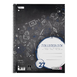 Collegeblock 4-fach Lochung A4 liniert Rand links+rechts 80Blatt 70g holzfrei weiß Landré 100050063 Produktbild