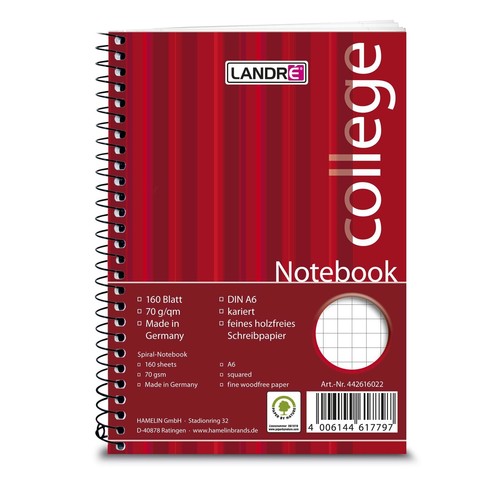 Collegeblock College A6 kariert 160Blatt weiß Landré 100050631 Produktbild