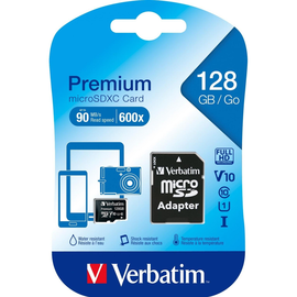 Speicherkarte MicroSDXC Class10 mit Adapter 128GB 90MB/s Verbatim 44085 Produktbild