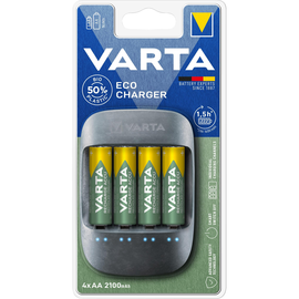 Varta Eco - 1,5 Std. Batterieladegerät - (für 4xAA/AAA) 4 x AA-Typ - NiMH - 2100 mAh - mit 4 x AA NiMH Produktbild