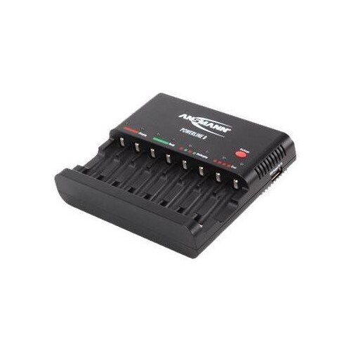 Ansmann Powerline 8 - Batterieladegerät / Stromadapter - 8 x Batterien laden (USB) Produktbild Front View L