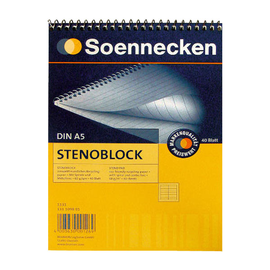 Stenoblock A5 mit Mittellinie Spirale 40Blatt 60g Recycling Soennecken 01131 Produktbild