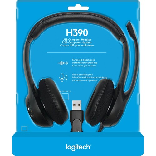 Headset H390 USB Stereo schwarz Logitech 981-000406 Produktbild Additional View 1 L