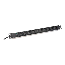 DIGITUS Steckdosenleiste mit Aluminiumprofil, 10-fach, 2 m Zuleitung IEC C14 Stecker Produktbild
