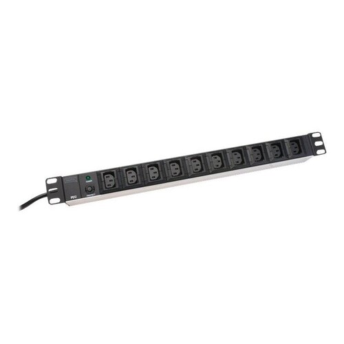 DIGITUS Steckdosenleiste mit Aluminiumprofil, 10-fach, 2 m Zuleitung IEC C14 Stecker Produktbild