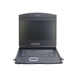 DIGITUS 19" LCD KVM Konsole, 1-Port VGA, deutsche Tastatur Produktbild