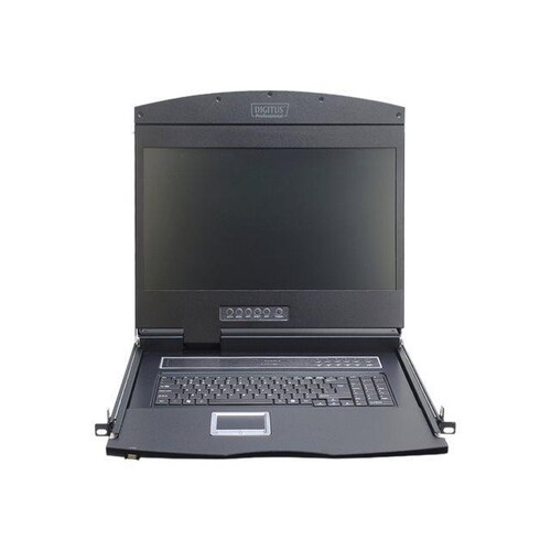 DIGITUS 19" LCD KVM Konsole, 1-Port VGA, deutsche Tastatur Produktbild