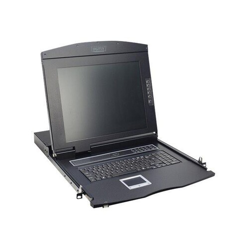 DIGITUS 17" LCD KVM Konsole, 8-Port VGA, deutsche Tastatur Produktbild Additional View 1 L