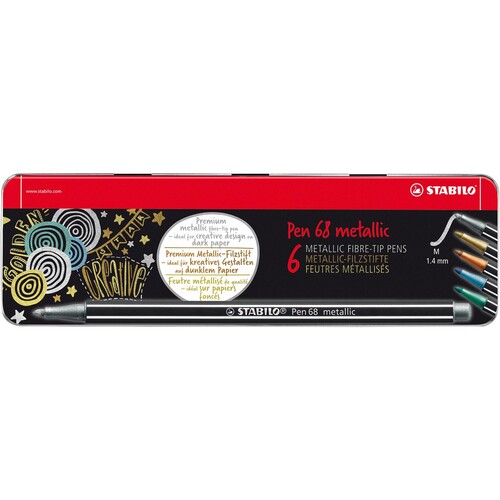 Fasermaler Pen 68 Metallic Metalletui 1,4mm Rundspitze sortiert Stabilo 6806/8-32 (ETUI=6 STÜCK) Produktbild