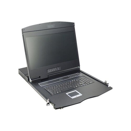 DIGITUS 19" LCD KVM-Konsole, 1-Port VGA, US-Tastatur Produktbild Additional View 1 L