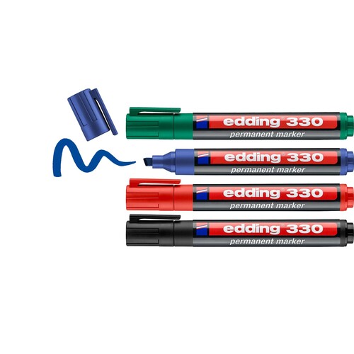 Permanentmarker 330/4 Etui 1-5mm Keilspitze sortiert Edding 4-330-4-2 (ETUI=4 STÜCK) Produktbild Additional View 1 L