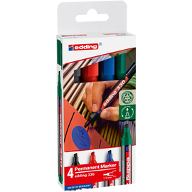 Permanentmarker 330/4 Etui 1-5mm Keilspitze sortiert Edding 4-330-4-2 (ETUI=4 STÜCK) Produktbild