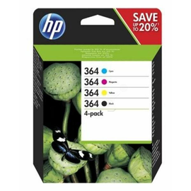 Tintenpatrone 364 Multipack für HP DeskJet 3070 1x 3ml schwarz + je 1x 3ml cyan/magenta/yellow HP N9J73AE (PACK=4 STÜCK) Produktbild