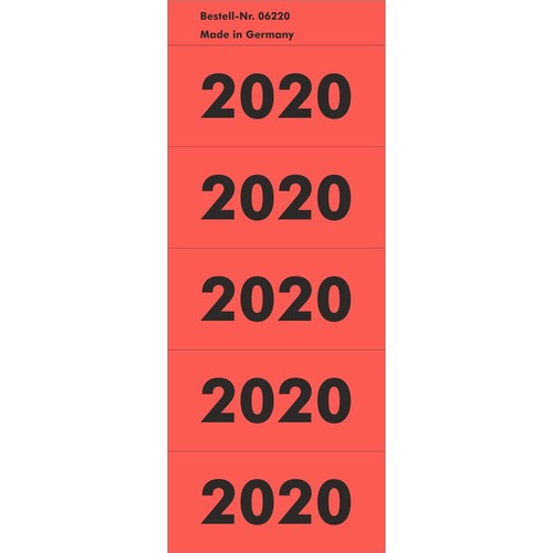 Jahreszahlenaufkleber 2020 rot selbstklebend Herma 1680 (PACK=100 STÜCK) Produktbild Front View L